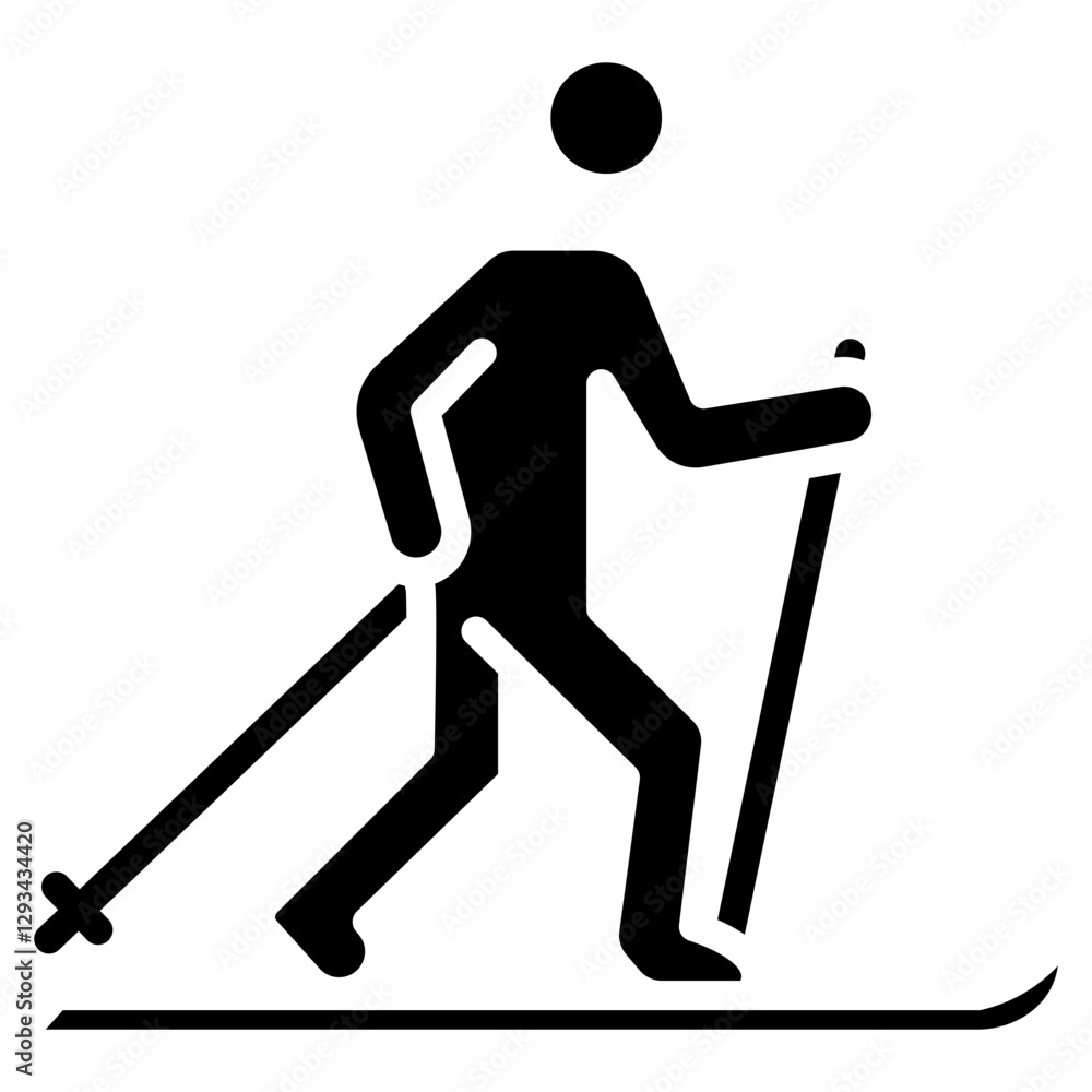 Cross Country Skiing Vector Icon Cross Country Skiing Vector Icon