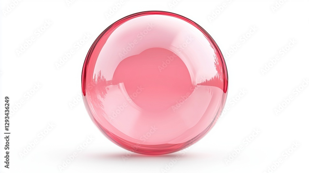 Red glass ball on white background. Concept of decoration, design, and abstract. Red glass ball on white background. Concept of decoration, design, and abstract.