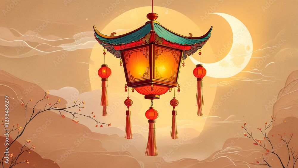 A Glowing Lantern Against a Purple Dusk A Glowing Lantern Against a Purple Dusk