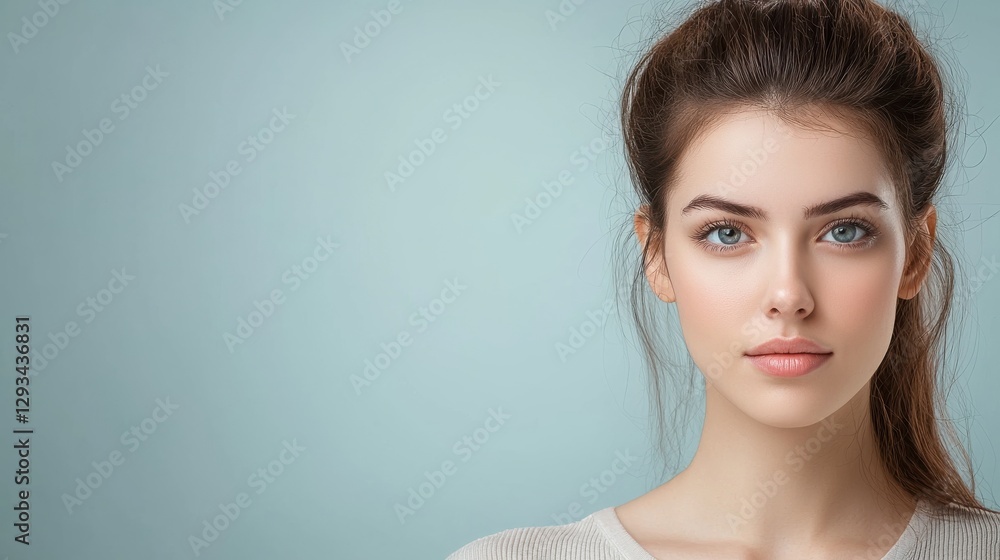 Fototapeta premium AI-powered personalized skincare analysis and product recommendations, analyzing facial hydration and UV damage for optimal skin health..