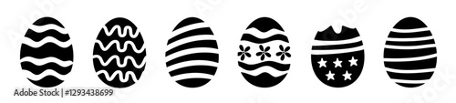 Easter eggs. black and white painted easter egg vector set