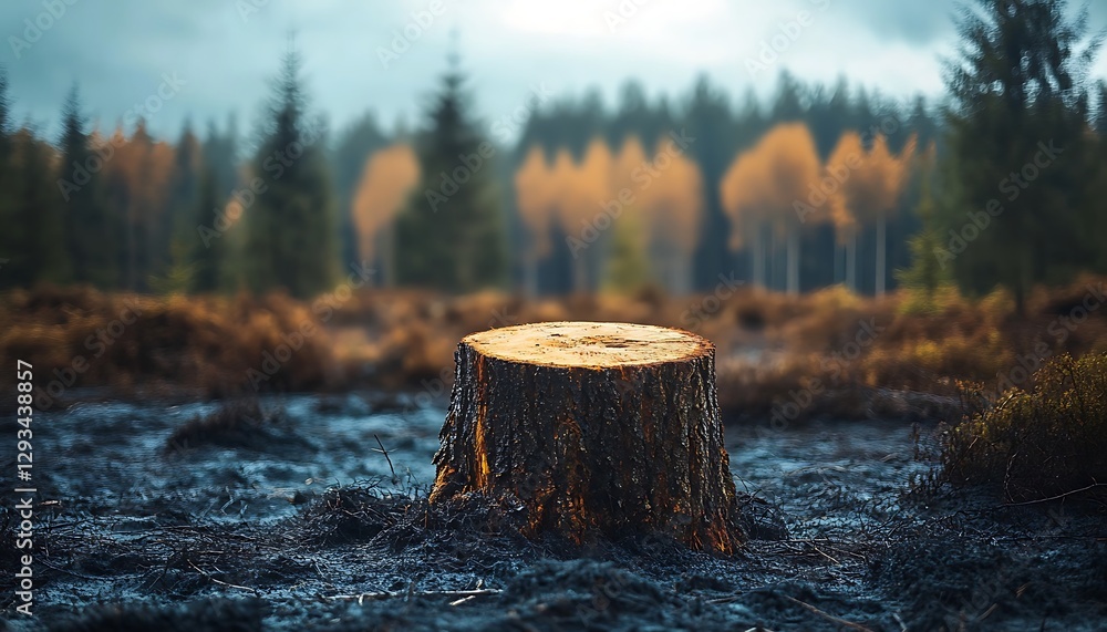 Obraz premium Forest Stump, Autumn, Burned Ground