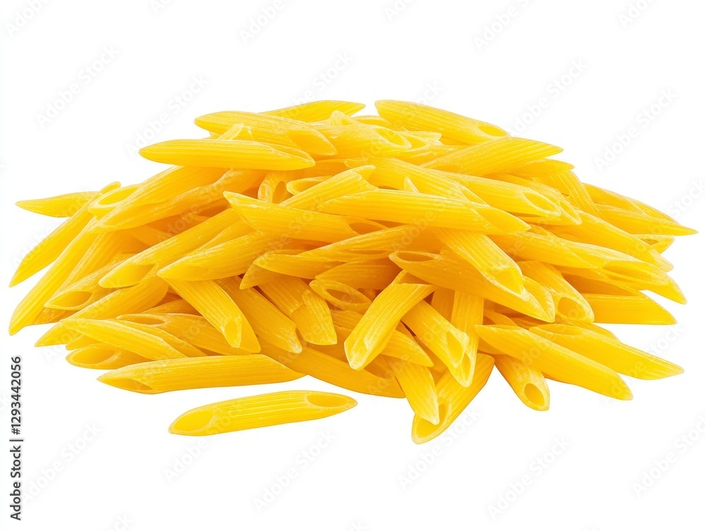 Fototapeta premium Close-Up of Raw Yellow Pasta on a White Background for Cooking