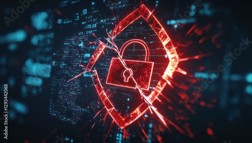 Potential email security compromise depicted by an alert icon with a broken lock.