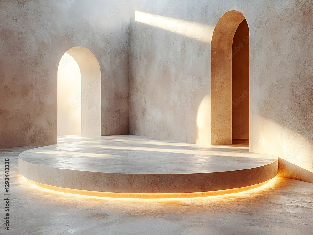 Sunlit Archway 3D Render Minimalist Background Sunlit Archway 3D Render Minimalist Background