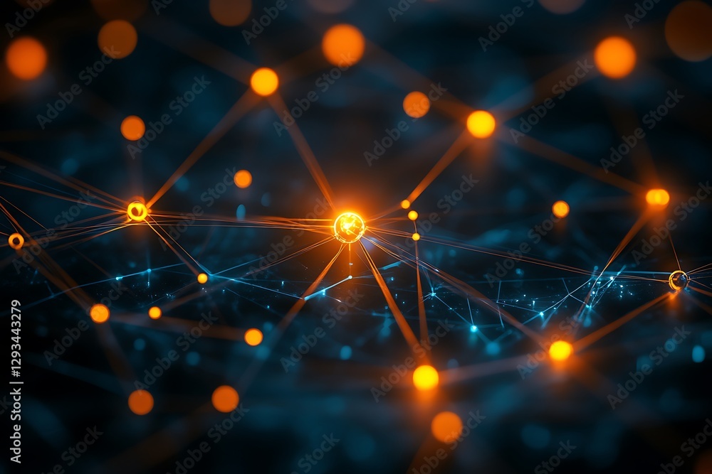 Fototapeta premium Glowing Network Nodes Connect Digitally