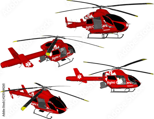silhouette vector sketch illustration of a flying vehicle heli emergency safety with propellers and flying high in the sky
