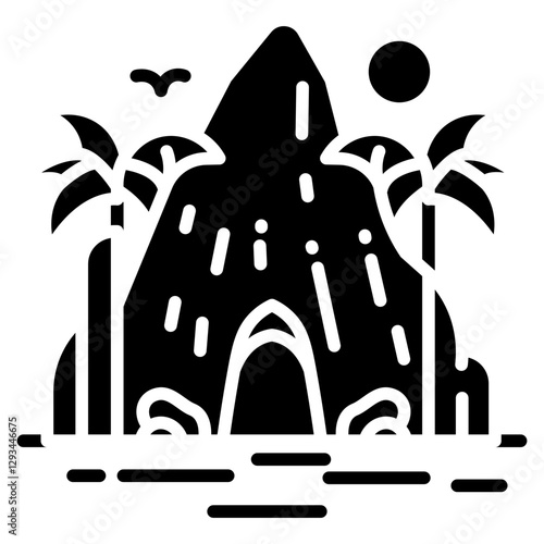 Beach Cave Vector Icon