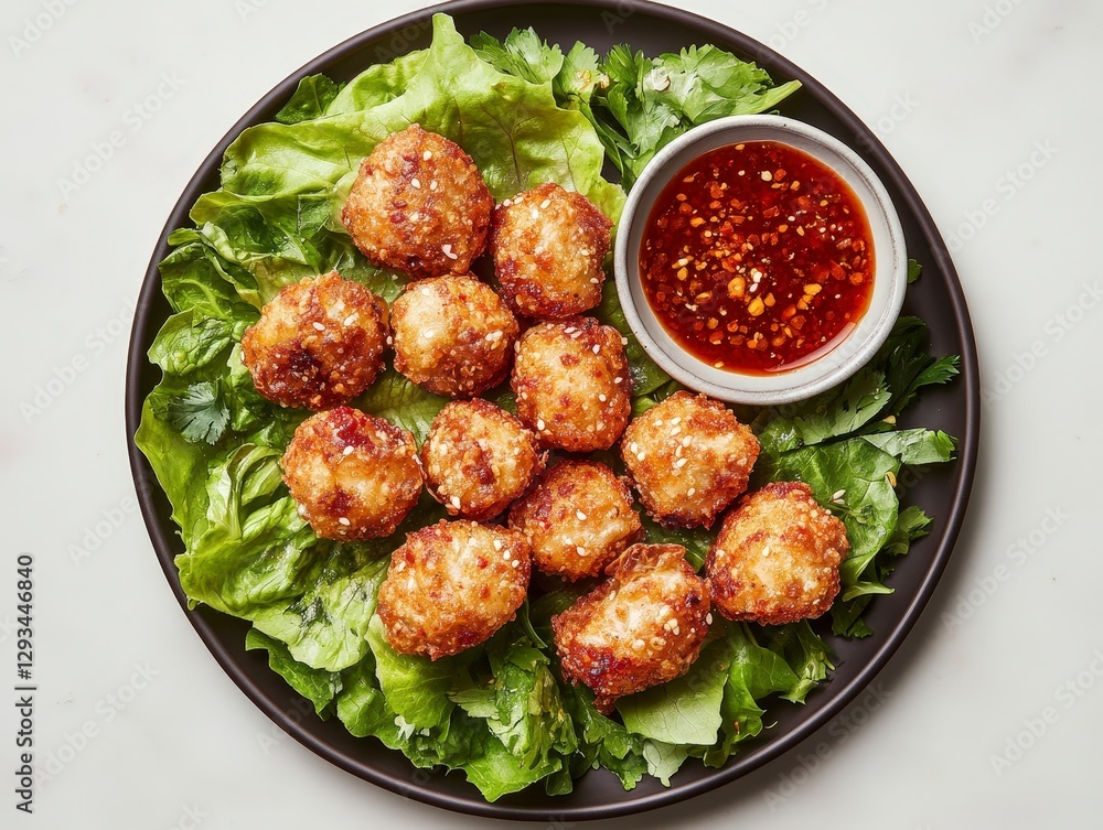 Crispy Fried Snack Bites Served With Sweet Chili Dipping Sauce Crispy Fried Snack Bites Served With Sweet Chili Dipping Sauce