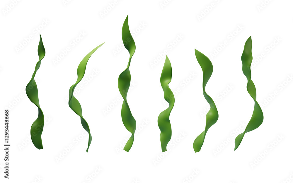 Fototapeta premium Green seagrass with cartoon style, 3d rendering.