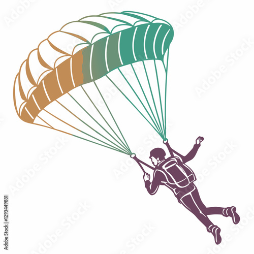 SKYDIVING silhouette vector illustration