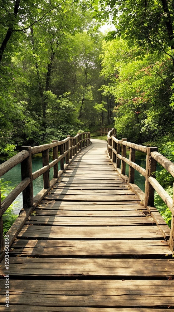 Weathered wooden bridge spanning a river or stream , outdoor landscape, rustic structure Weathered wooden bridge spanning a river or stream , outdoor landscape, rustic structure