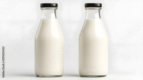 bottle of milk and glass mockup