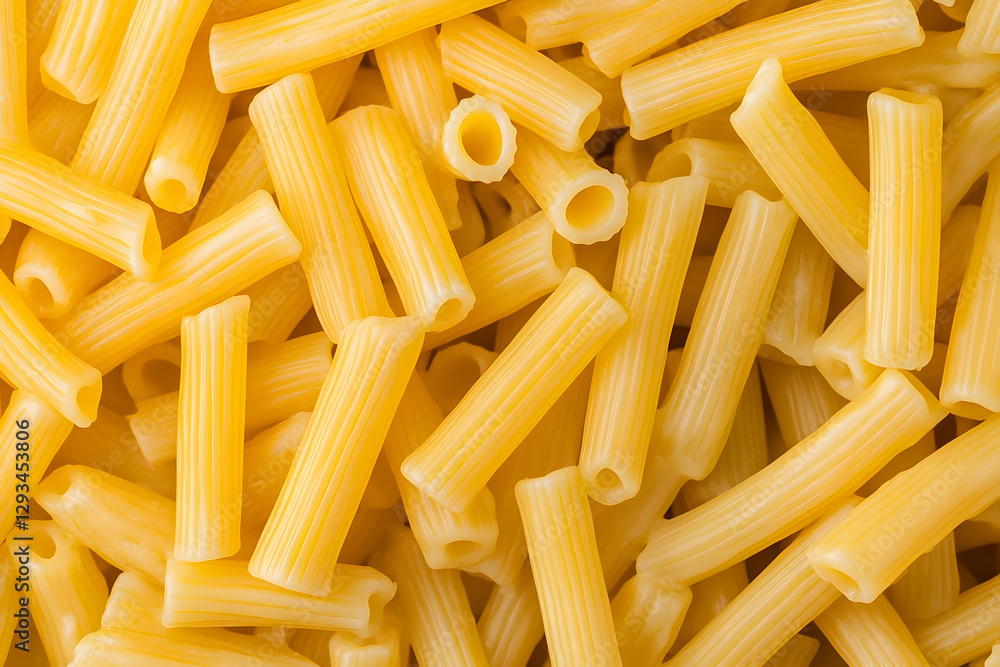Close-up of Rigatoni Pasta, A Culinary Staple and Italian Delicacy Close-up of Rigatoni Pasta, A Culinary Staple and Italian Delicacy