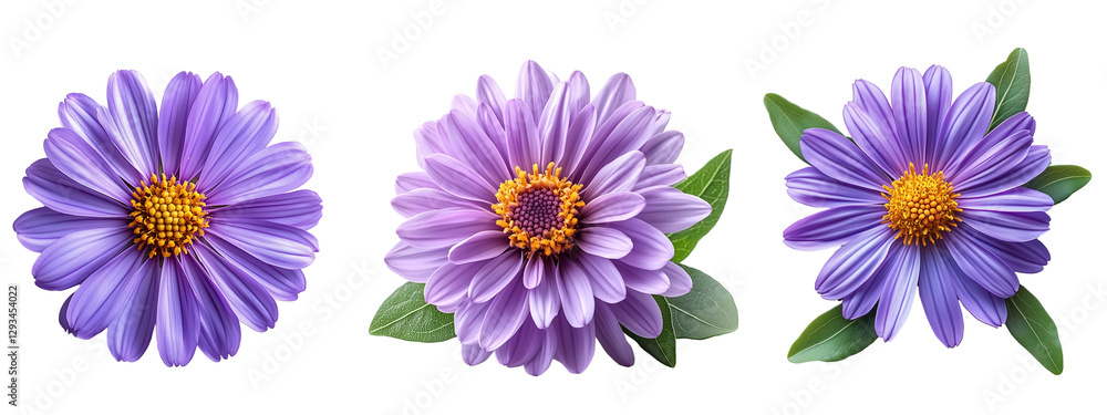 Naklejka premium Purple Aster flower on transparent background