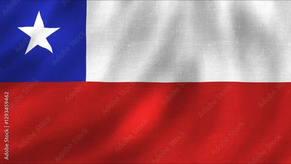 Chile flag animation moving smoothly wavy with fabric pattern. 4K quality Chile flag animation moving smoothly wavy with fabric pattern. 4K quality