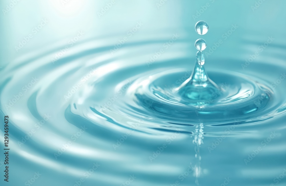 Abstract transparent liquid background with concentric circles, water ripples. Blue spa concept. Soft focus on falling water drop. Pure aqua tonic, lotion, collagen serum for hydrating, moisturizing Abstract transparent liquid background with concentric circles, water ripples. Blue spa concept. Soft focus on falling water drop. Pure aqua tonic, lotion, collagen serum for hydrating, moisturizing