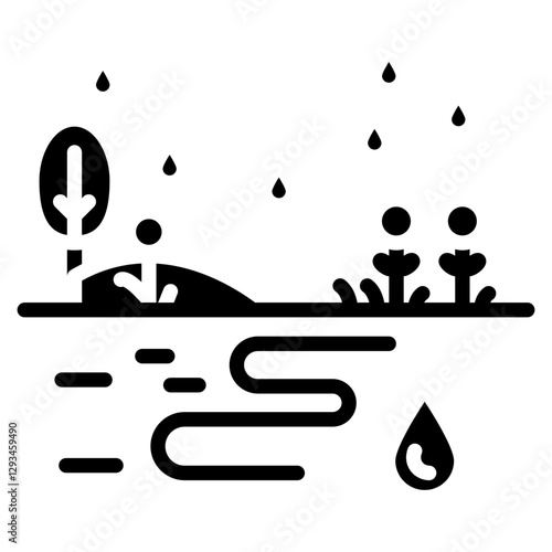 Monsoon Scenery Vector Icon
