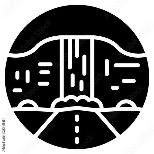 Roadside Waterfall Vector Icon