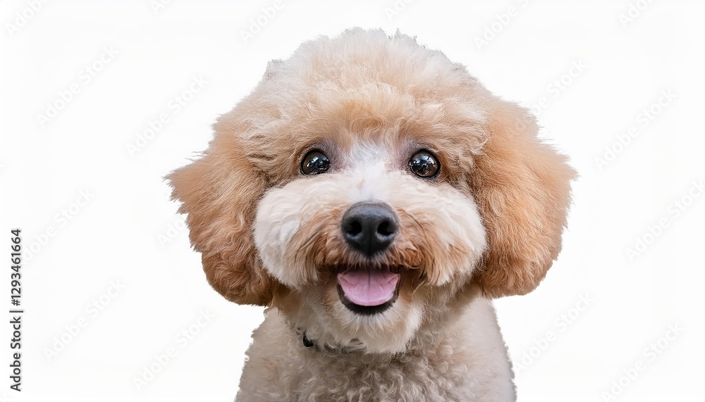 Adorable Fluffy Poodle Posing with a Warm Smile on Clear Background, Showcasing Soft Textures and Playful Energies in HighQuality Isolated Portrait Adorable Fluffy Poodle Posing with a Warm Smile on Clear Background, Showcasing Soft Textures and Playful Energies in HighQuality Isolated Portrait