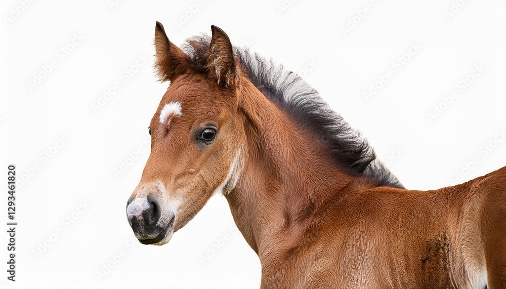 Obraz premium Adorable Isolated Foal on Transparent Background Cute Farm Animal PNG Clip Art Perfect for Digital Art, Home Decor, or Design Inspiration