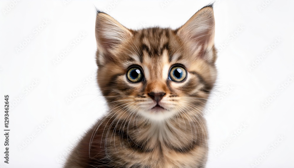 Adorable Kitten Playing on White Background, Radiating Joy and Whimsy in a Simplistic Setting, Perfect for Digital Art, Home Decor, or Design Inspiration. Adorable Kitten Playing on White Background, Radiating Joy and Whimsy in a Simplistic Setting, Perfect for Digital Art, Home Decor, or Design Inspiration.