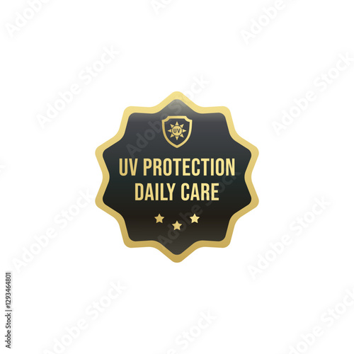 UV protection stamp label vector isolated EPS. Best UV protection icon or label for product packaging design.