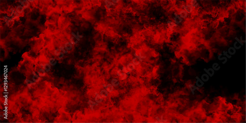 Red painted powder explosion. Stylist modern red texture background with smoke. Red background for wallpaper, weeding card, and design. Vintage texture of plaster or grungy marble. Scary red wall.