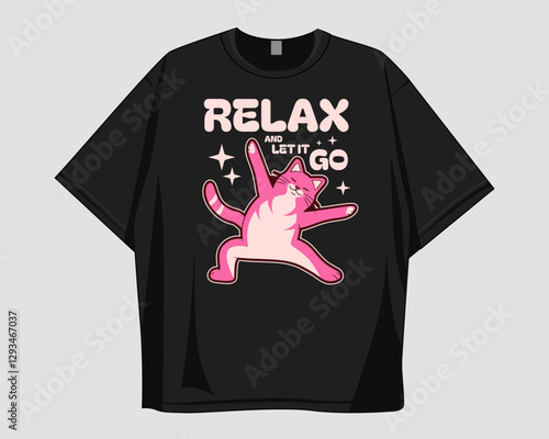 Cat yoga graphic illustration for t-shirt design and merch, Funny cat exercise, meditation. Cute cat design for print