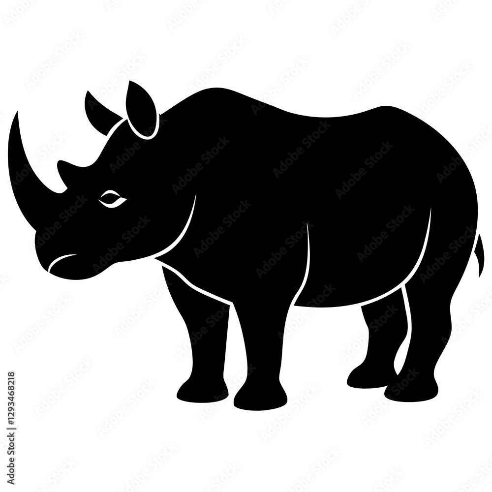 Obraz premium Rhinoceros Silhouette Vector Icon High-Quality Design on White Background.