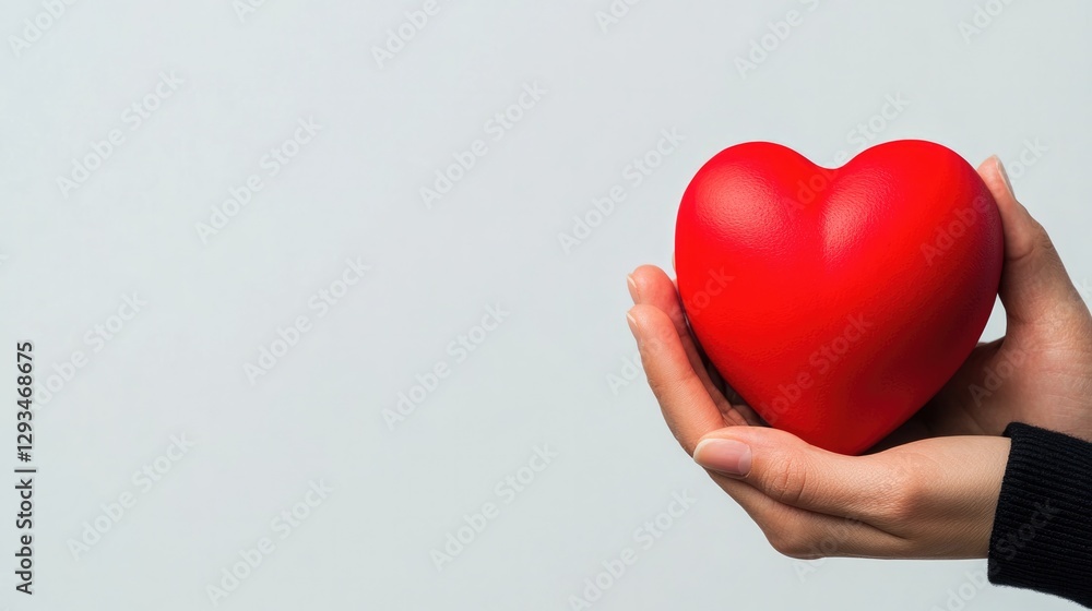 Hands holding bright red heart symbolize love and compassion in Hands holding bright red heart symbolize love and compassion in