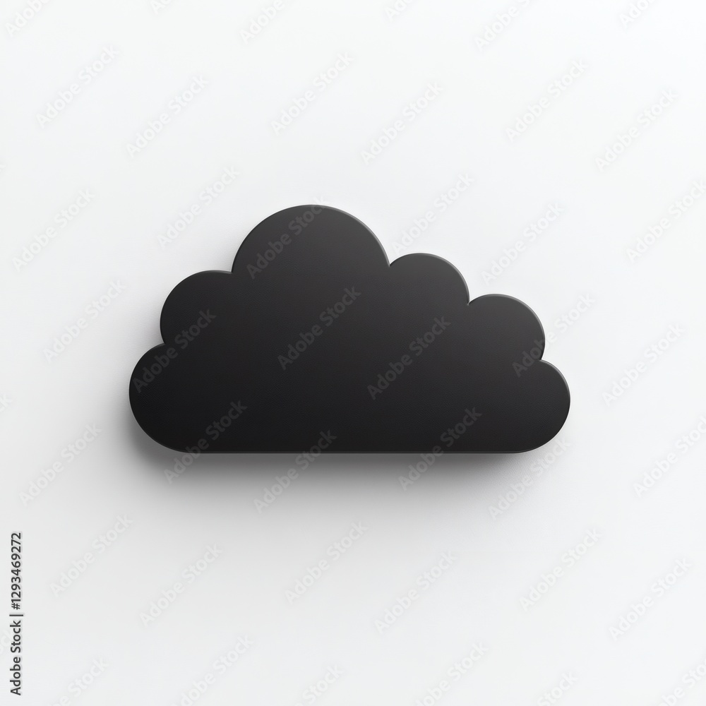 Cloud-shaped object in black color artfully displayed on a light background at an indoor location Cloud-shaped object in black color artfully displayed on a light background at an indoor location