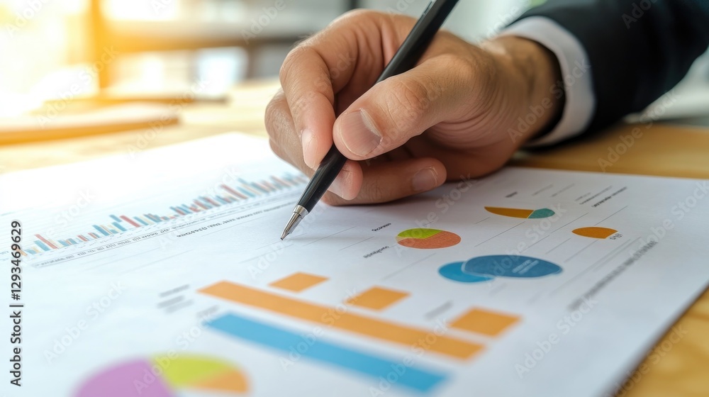 Financial Analyst Reviewing Business Charts and Graphs Financial Analyst Reviewing Business Charts and Graphs