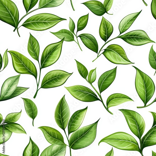 Elegant Green Leaf Seamless patterns for Backgrounds in Floral Design and Nature Inspired Decor