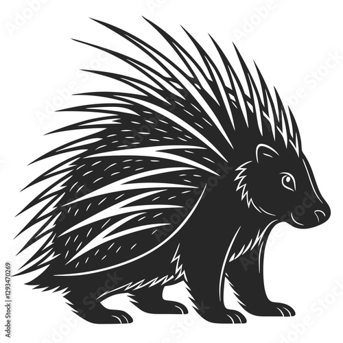 Porcupine silhouette vector illustration