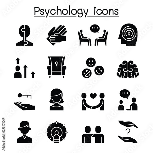 Psychology icon set in thin line style