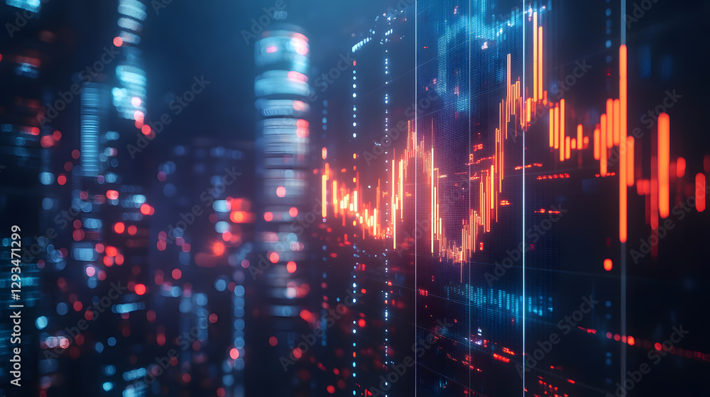 Dynamic stock market trends visualization financial district graphic content digital environment futuristic viewpoint Dynamic stock market trends visualization financial district graphic content digital environment futuristic viewpoint