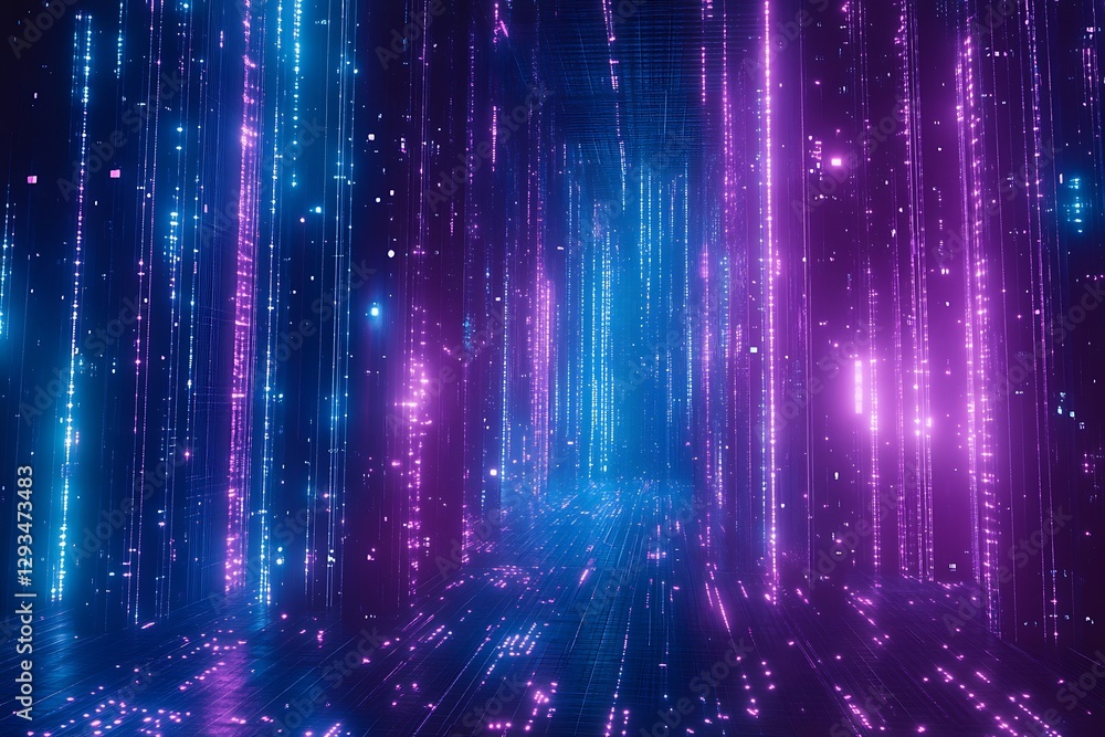 Abstract Cyberpunk-Style Backdrop with Vertical Neon Lights. Abstract Cyberpunk-Style Backdrop with Vertical Neon Lights.