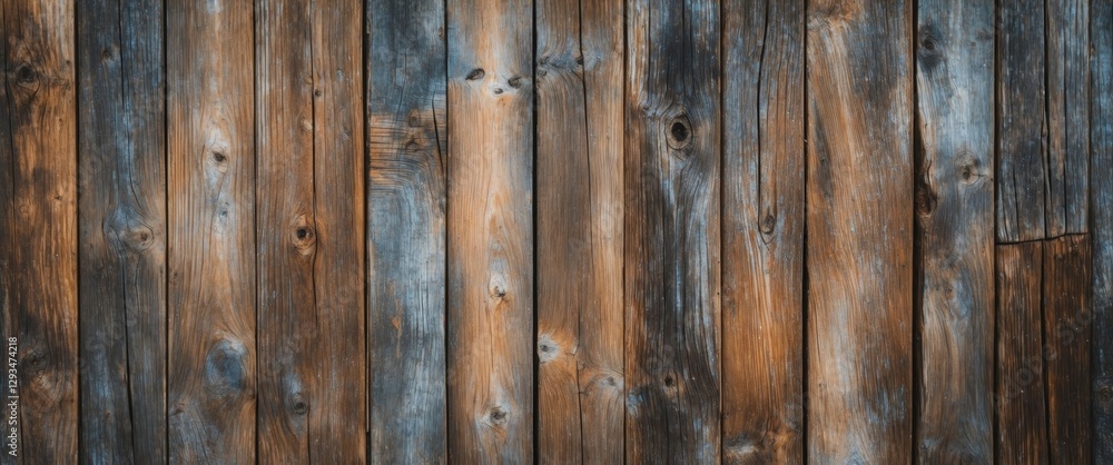 Naklejka premium Brushed wooden wall texture showcasing rustic charm with unique patterns and rich tones ideal for backgrounds and design projects.