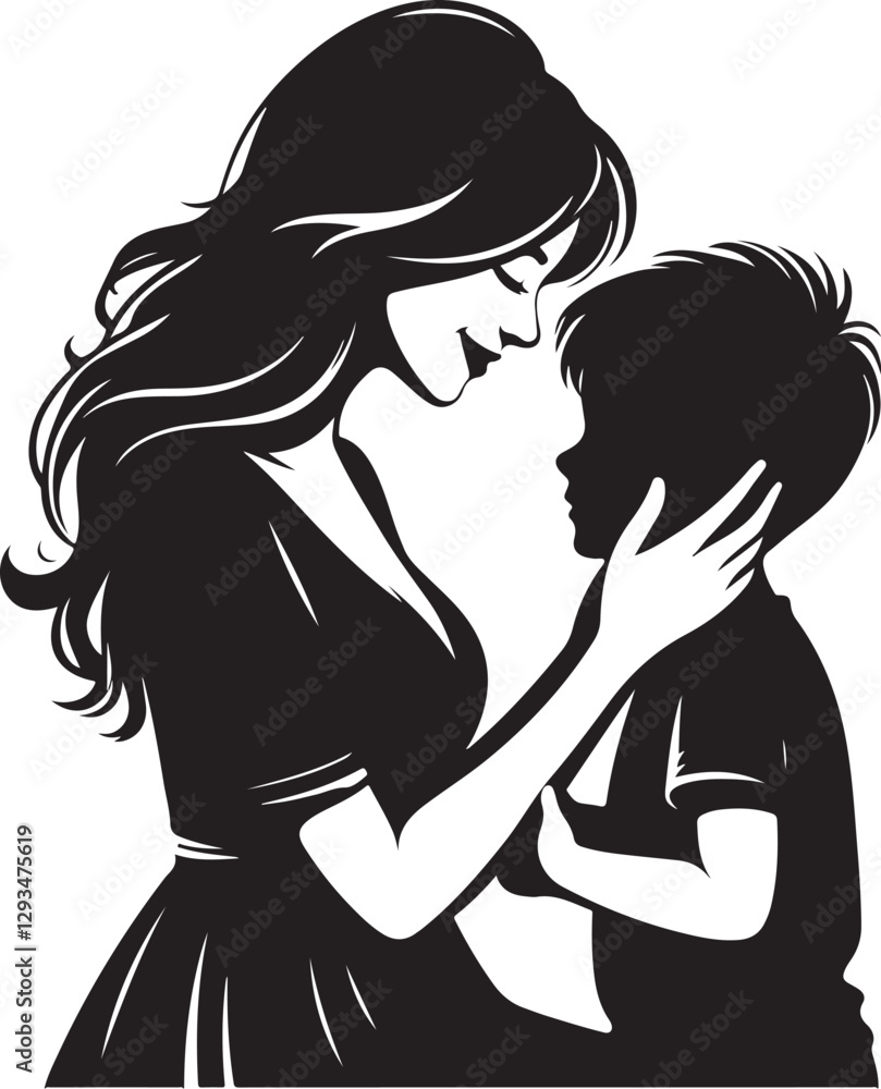 Mother & Child Silhouette Vector Art Set Mother & Child Silhouette Vector Art Set