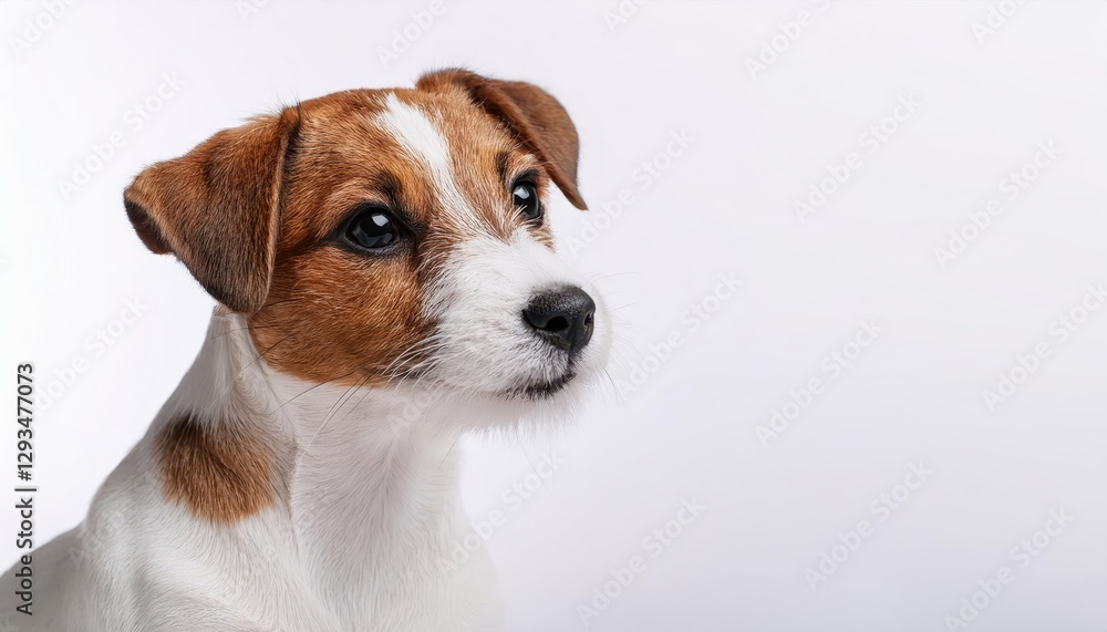 Charming Jack Russell Terrier on White Background, Showcasing Playful Energy and Adorable Pup Characteristics with a StudioQuality Photography Backdrop. Charming Jack Russell Terrier on White Background, Showcasing Playful Energy and Adorable Pup Characteristics with a StudioQuality Photography Backdrop.