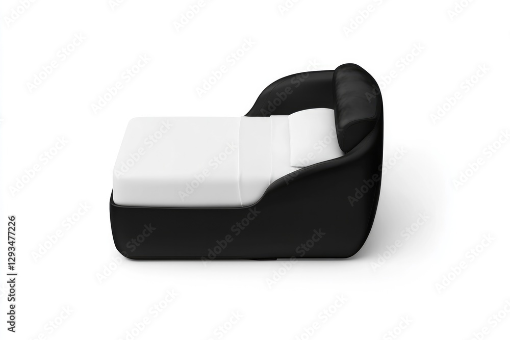 Sleek modern bed design featuring soft curves and contrasting co Sleek modern bed design featuring soft curves and contrasting co
