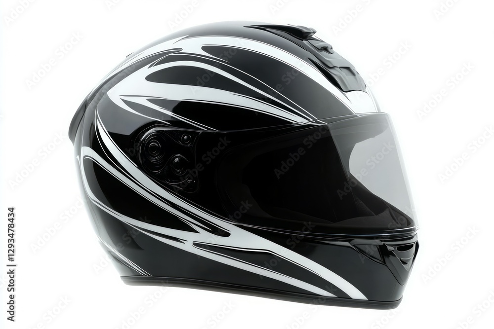 Black motorcycle helmet on solid white background. Neural network AI generated Black motorcycle helmet on solid white background. Neural network AI generated