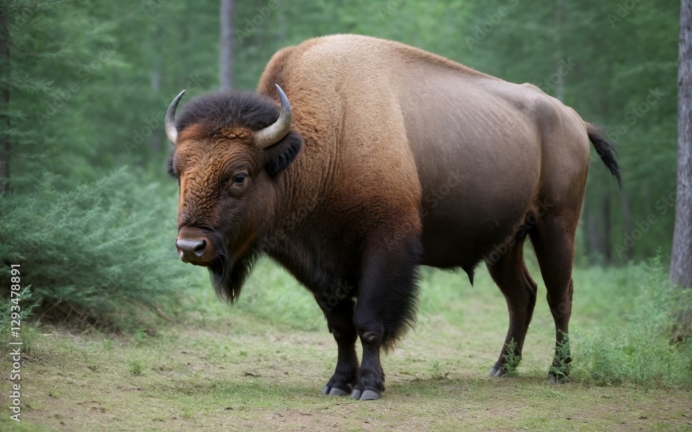 Wildlife Bison in Forest Wildlife Bison in Forest