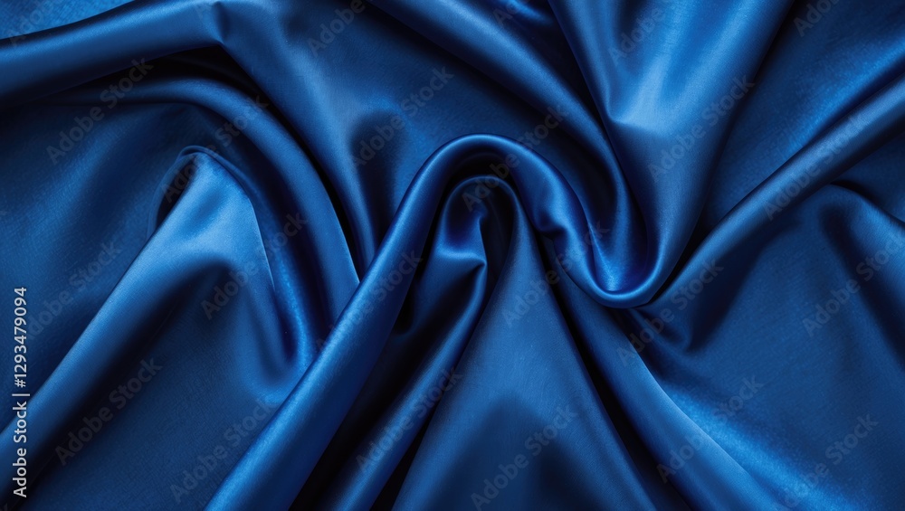 Obraz premium Luxurious blue silk fabric with smooth drapery texture ideal for upholstery and elegant decor applications in modern interiors.