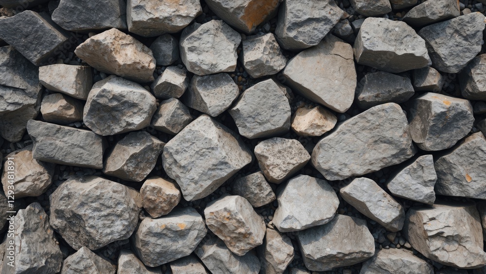 Fototapeta premium Rocky texture background with uneven stones in various sizes ideal for natural, construction or decorative purposes.