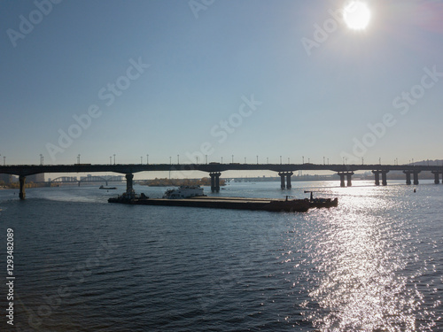Wallpaper Mural Aerial View of Kyiv, Ukraine – Urban Landscape with Dnipro River and Bridges Torontodigital.ca
