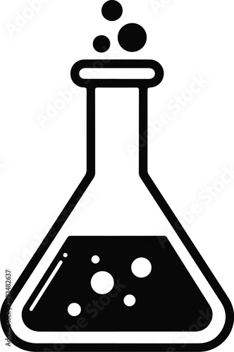 Vector Icon of Laboratory Glassware Conical Flask, Science Experiment, Chemistry Symbol
