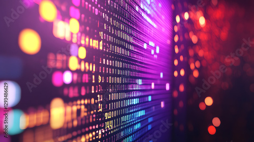 Luminous digital financial interface with floating data virtual space graphics modern abstract viewpoint innovation