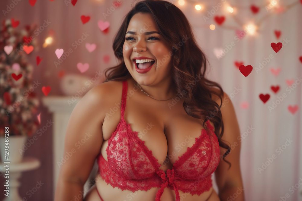 portrait of a beautiful woman in lingerie on a body with hearts bokeh portrait of a beautiful woman in lingerie on a body with hearts bokeh